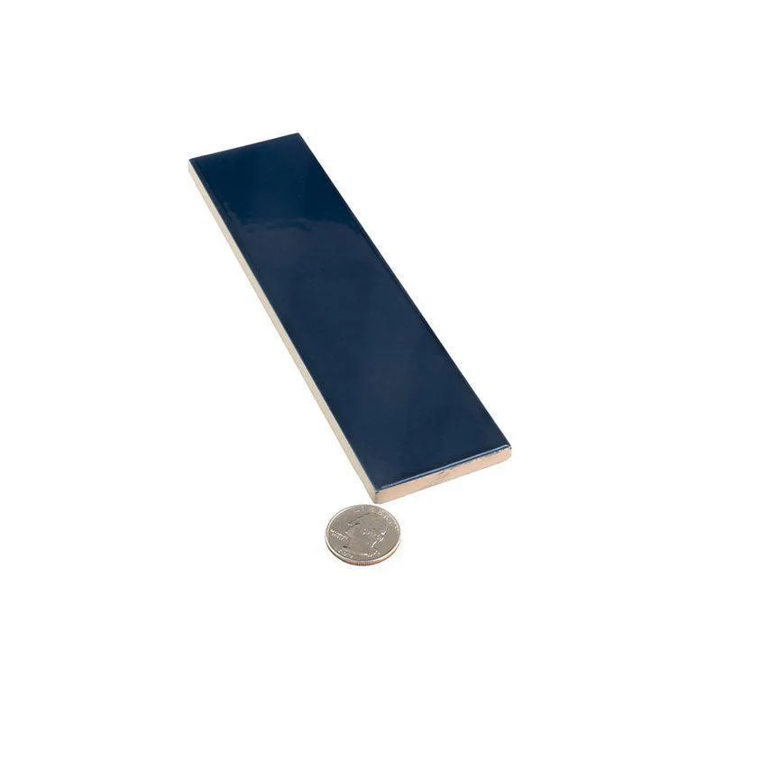 Groove Navy Gloss Ceramic Subway Tile - Image 10