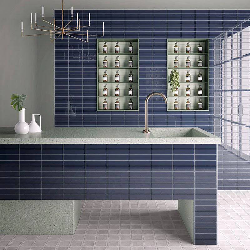 Groove Navy Gloss Ceramic Subway Tile - Image 5