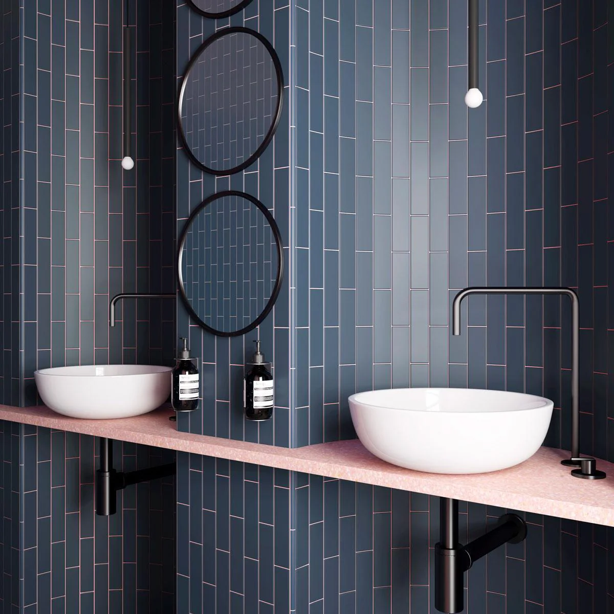 Groove Navy Matte Ceramic Subway Tile - Image 5