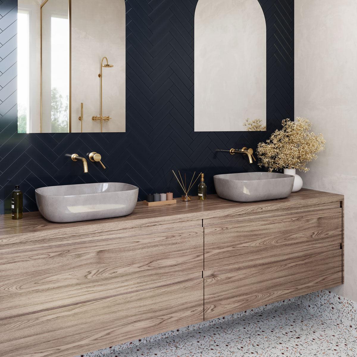 Groove Navy Matte Ceramic Subway Tile - Image 6