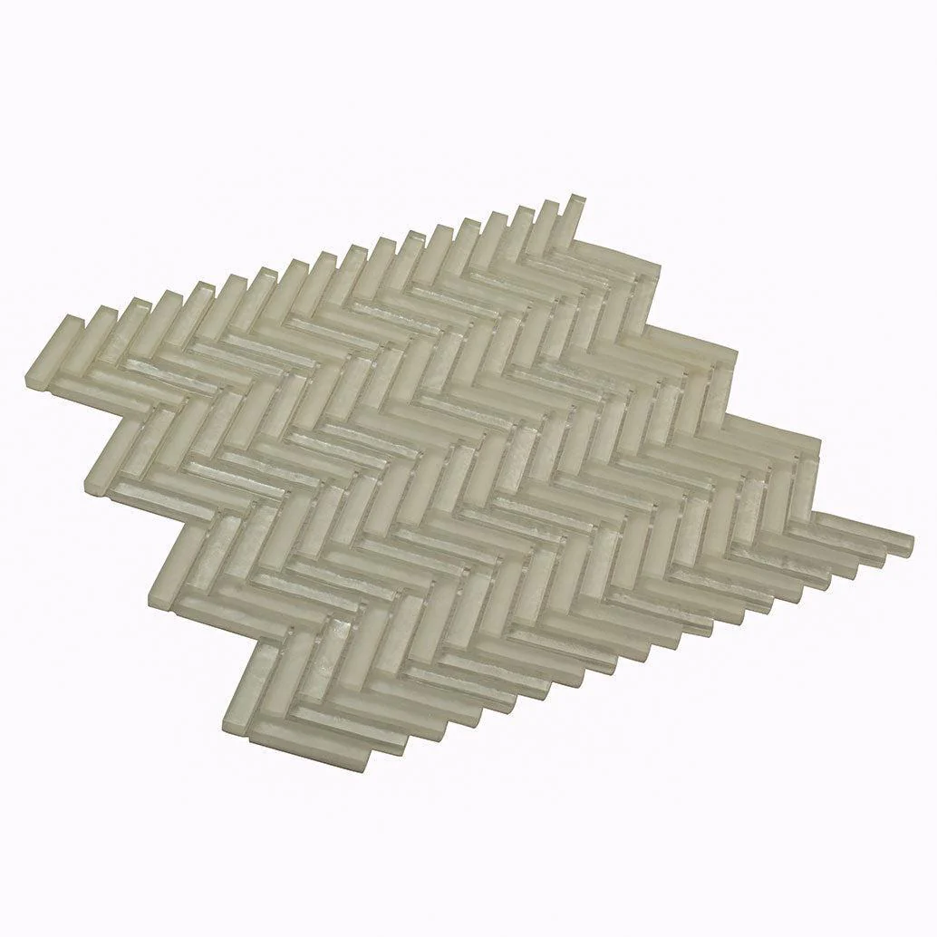 Herringbone White Glass Tile - Image 10