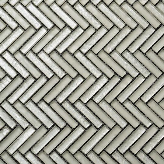 Herringbone White Glass Tile - Image 4