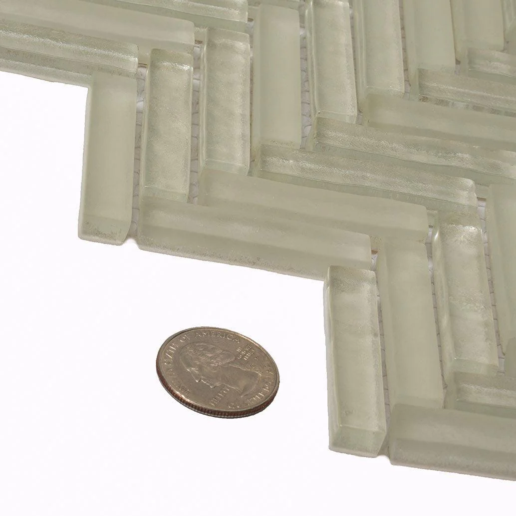 Herringbone White Glass Tile - Image 7
