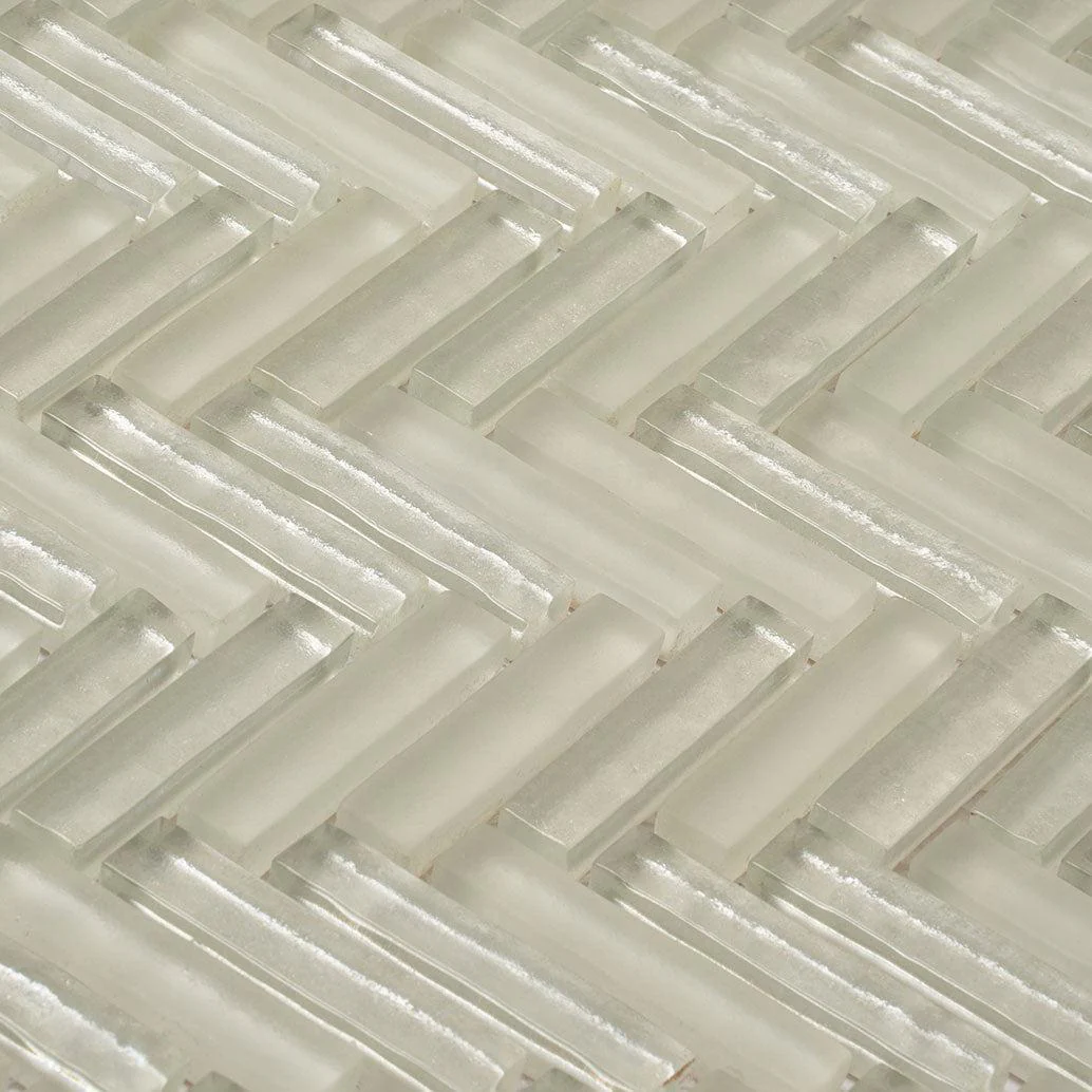 Herringbone White Glass Tile - Image 8