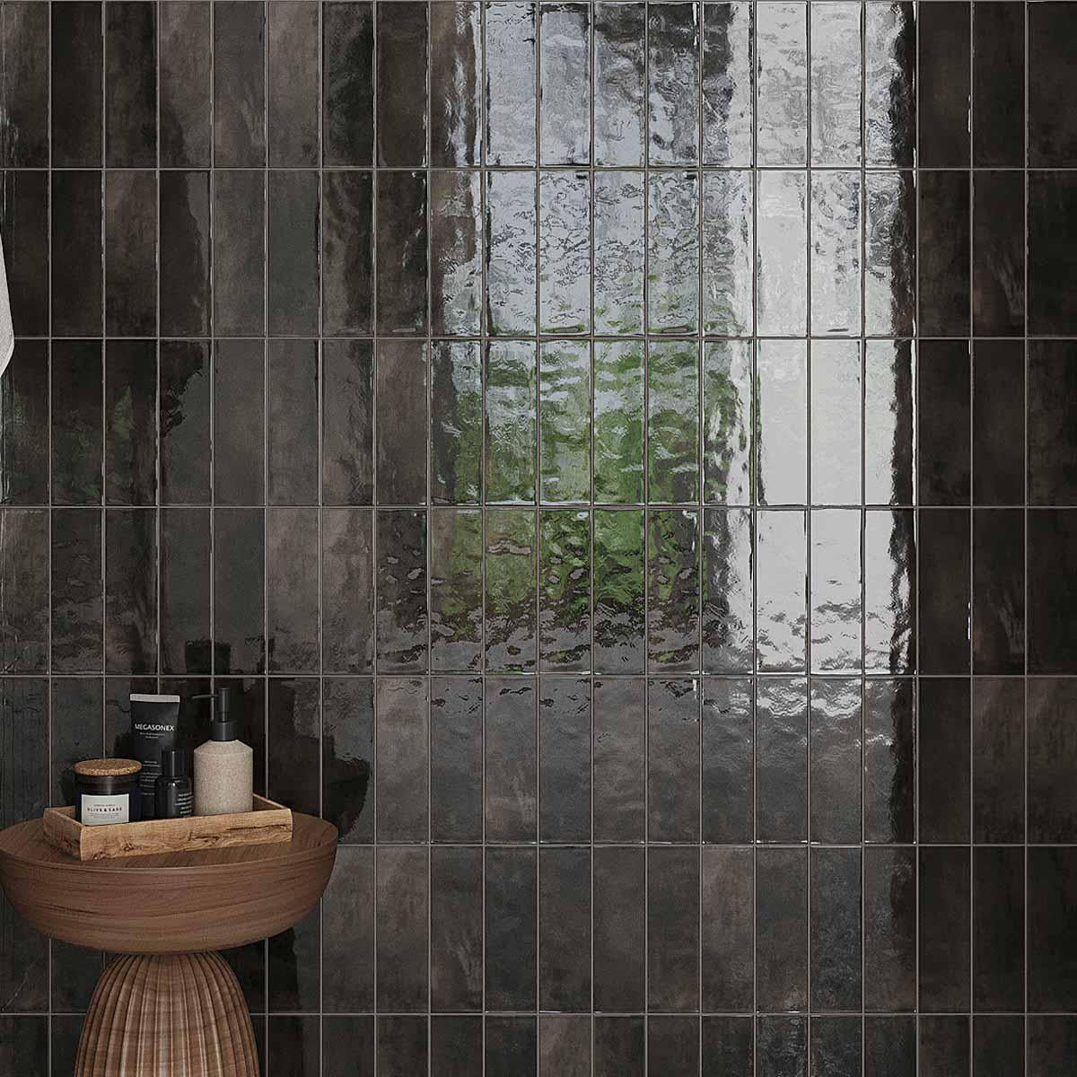 Luna Black 2.5x8 Ceramic Subway Tile - Image 7