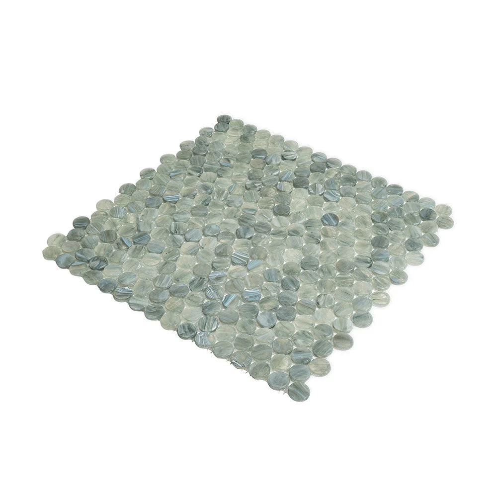 Mixed Gray Glass Penny Round Mosaic Tile - Image 6
