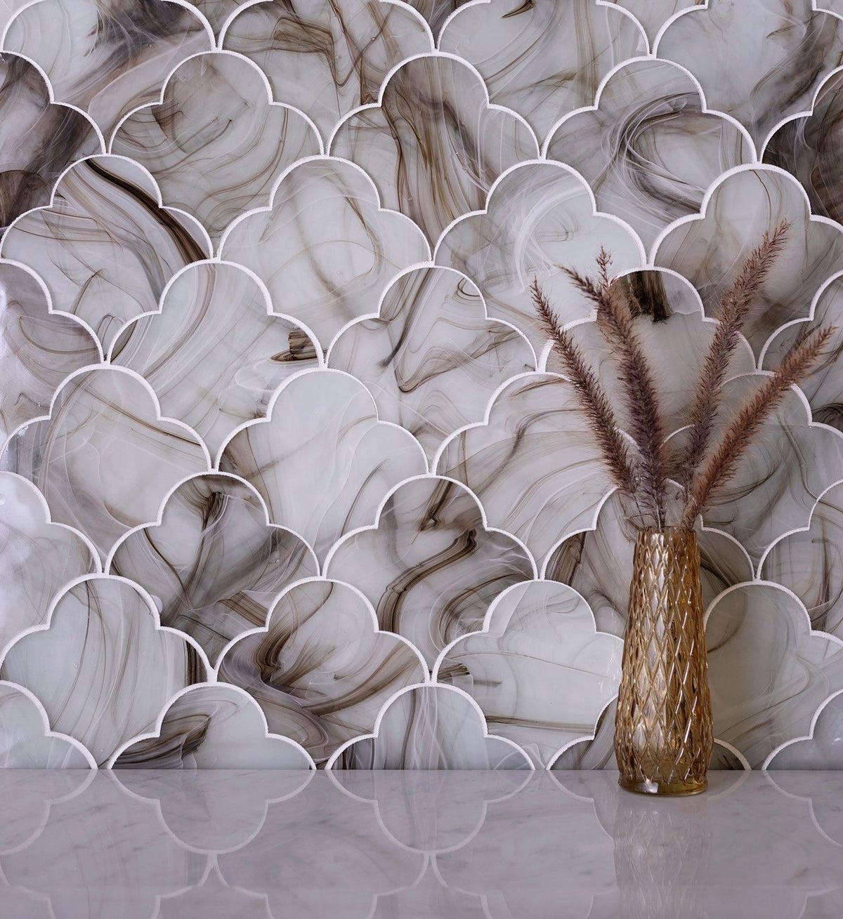 Sea Glass Cloud Amber Mosaic Tile - Image 3