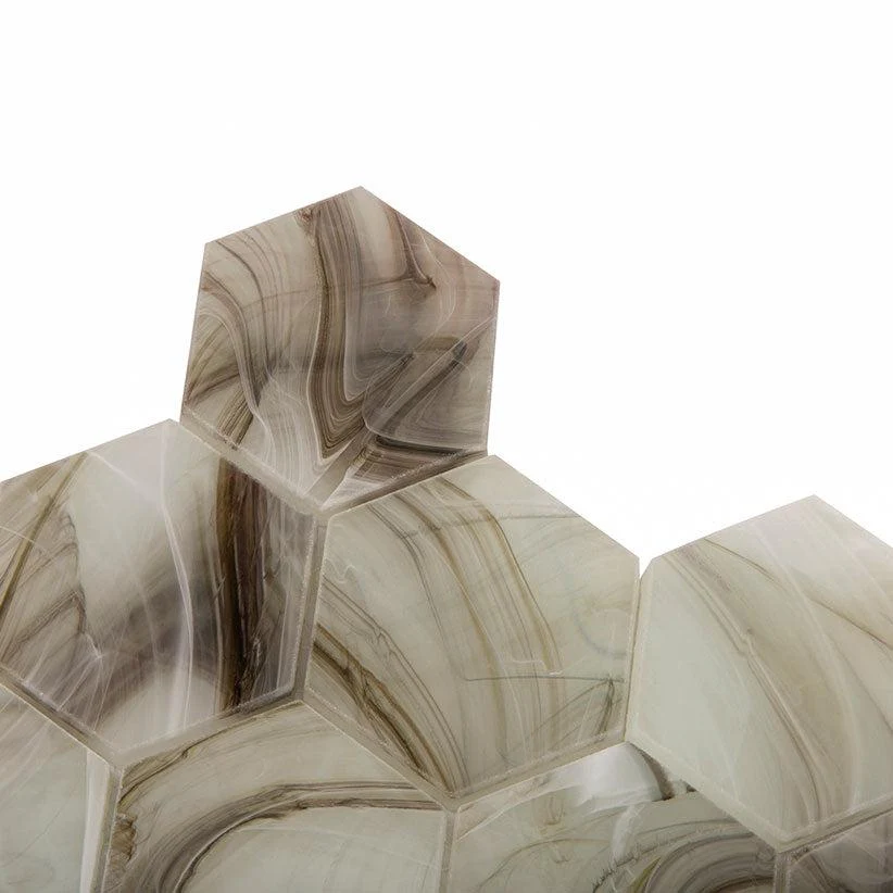 Sea Glass Hexagon Amber Mosaic Tile - Image 4