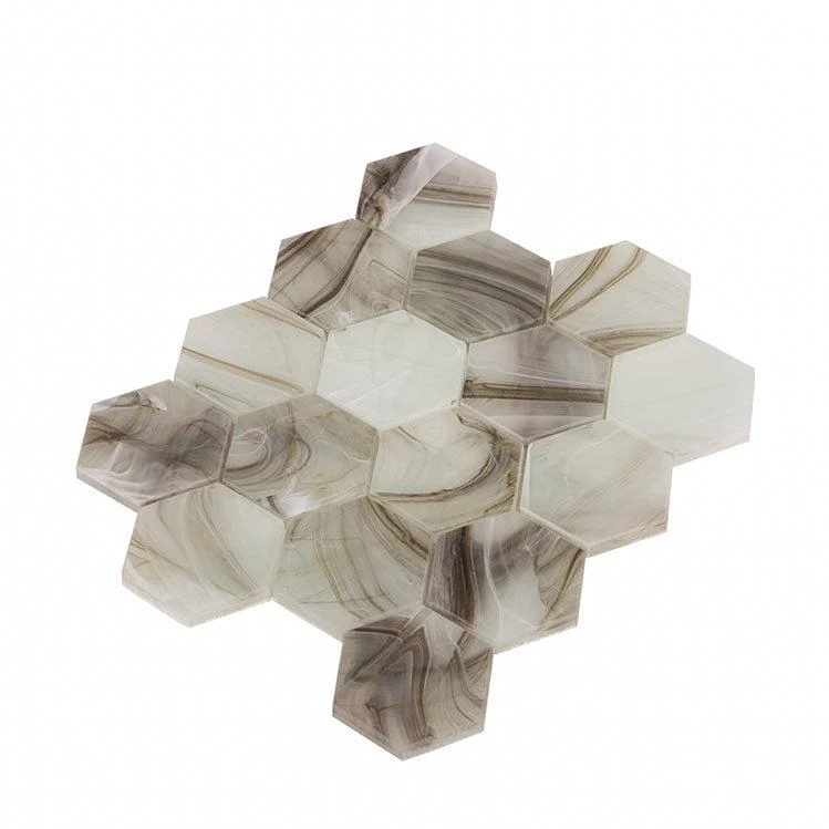 Sea Glass Hexagon Amber Mosaic Tile - Image 5