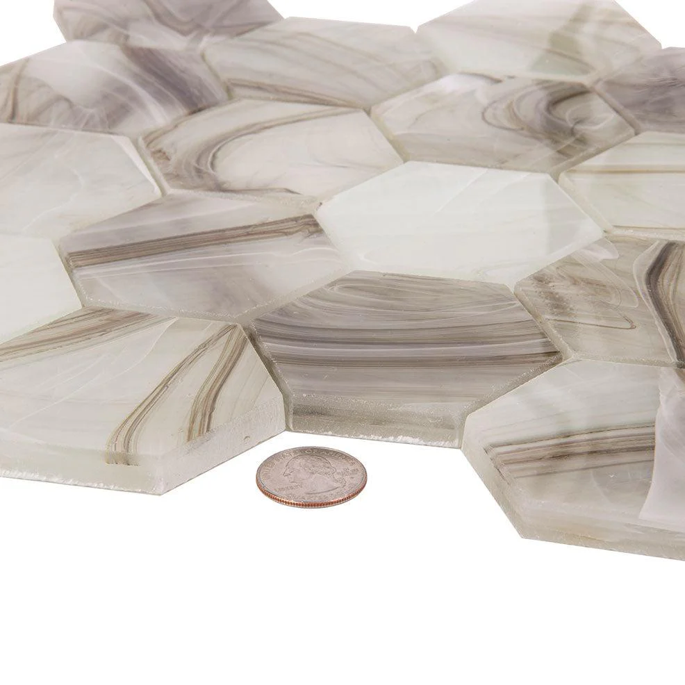 Sea Glass Hexagon Amber Mosaic Tile - Image 6