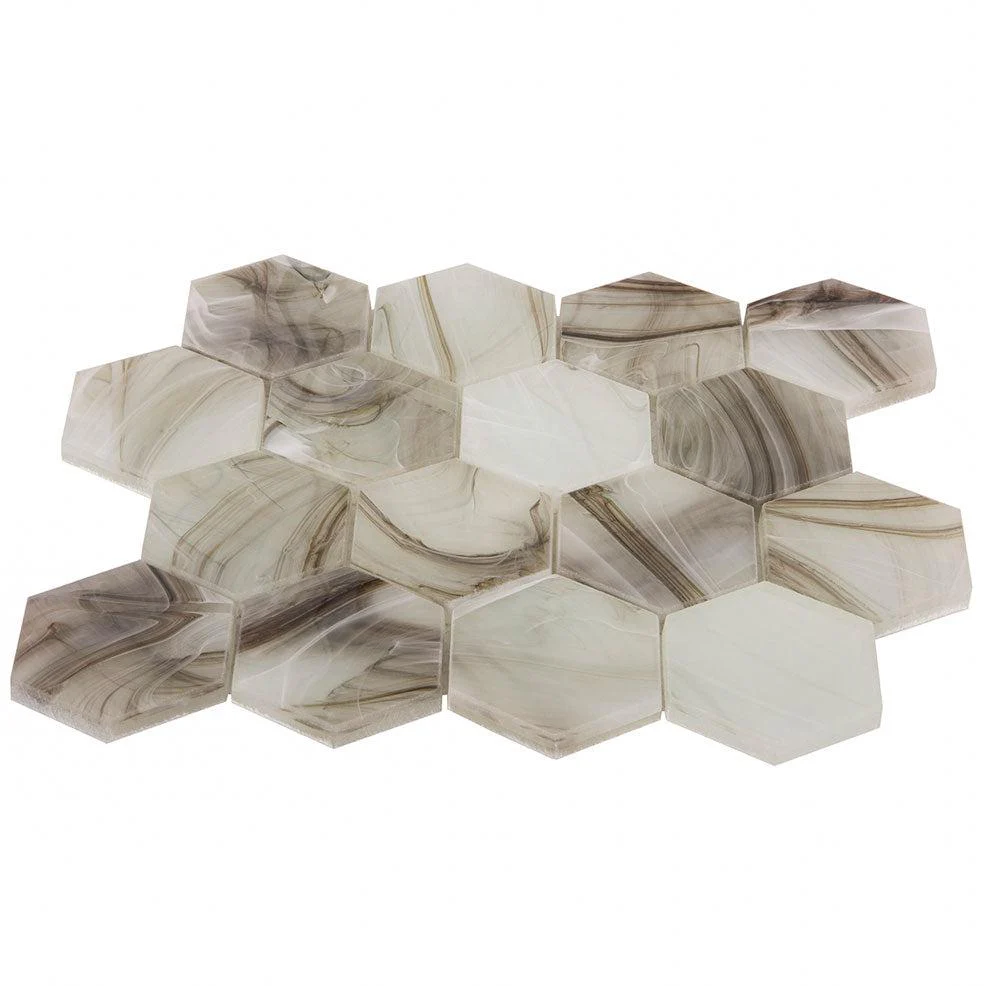 Sea Glass Hexagon Amber Mosaic Tile - Image 7