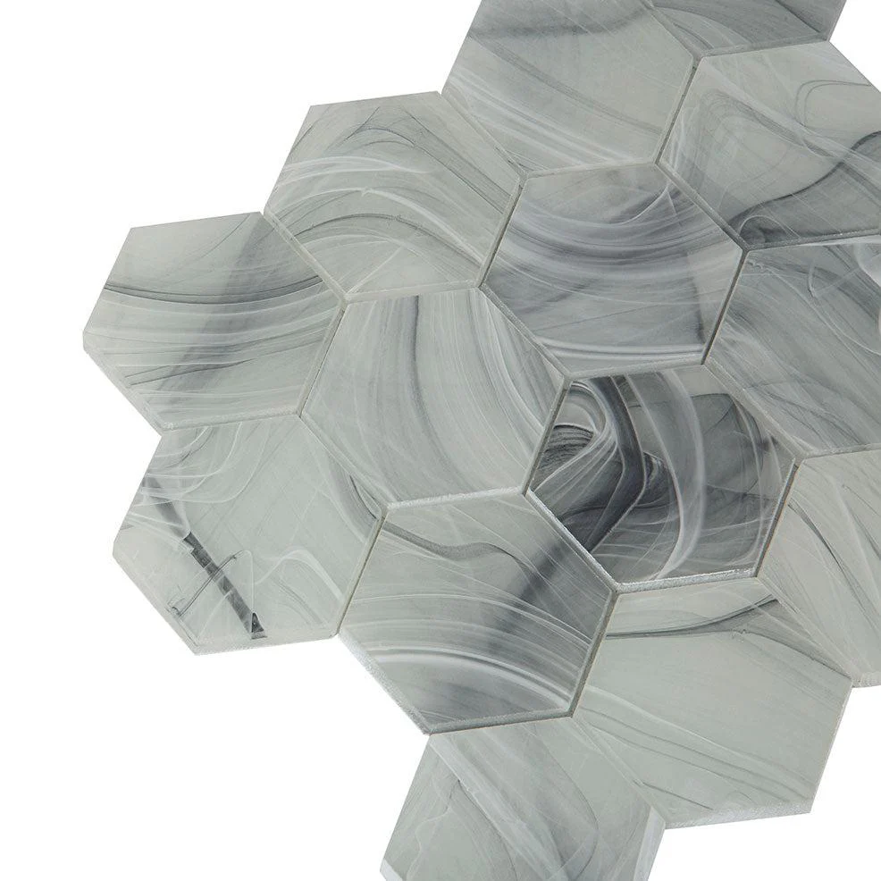 Sea Glass Hexagon Grey Mosaic Tile - Image 10