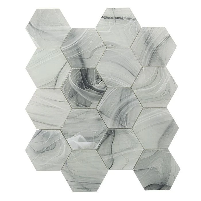 Sea Glass Hexagon Grey Mosaic Tile - Image 3