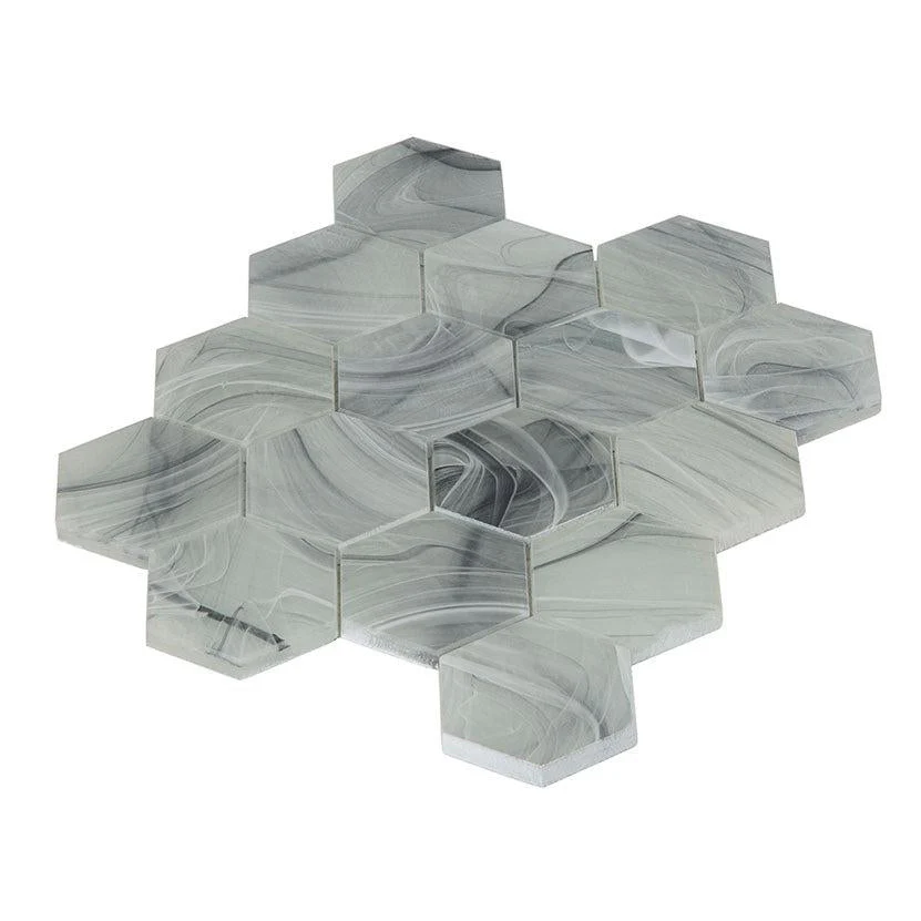 Sea Glass Hexagon Grey Mosaic Tile - Image 6
