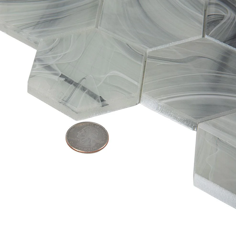 Sea Glass Hexagon Grey Mosaic Tile - Image 8