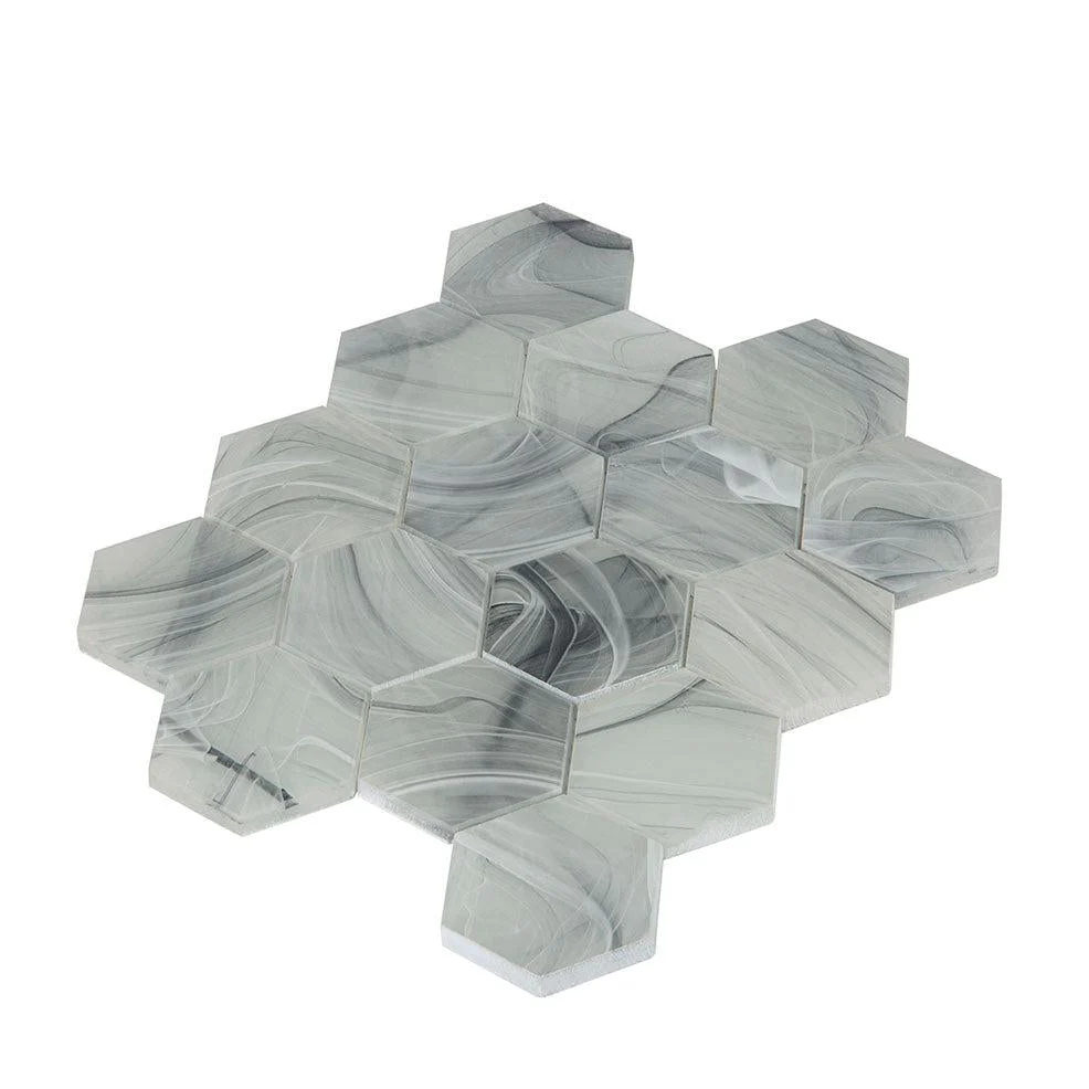 Sea Glass Hexagon Grey Mosaic Tile - Image 9