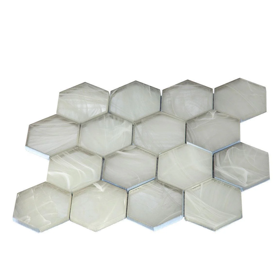 Sea Glass Hexagon Platinum White Mosaic Tile - Image 6