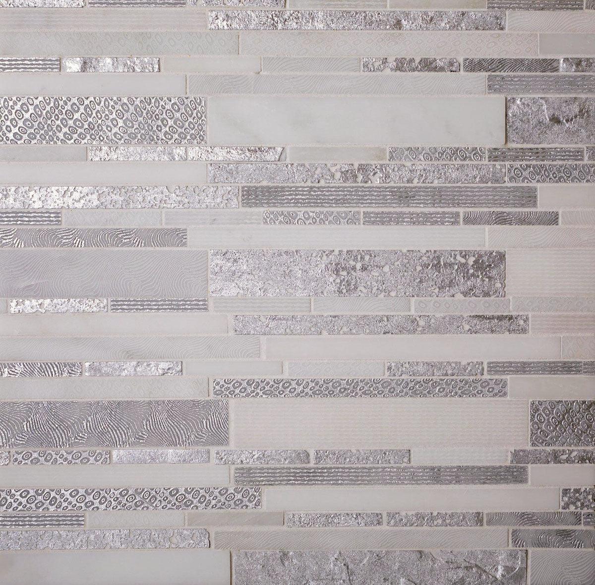 Silver White Matchstix Marble Mosaic Tile - Image 3