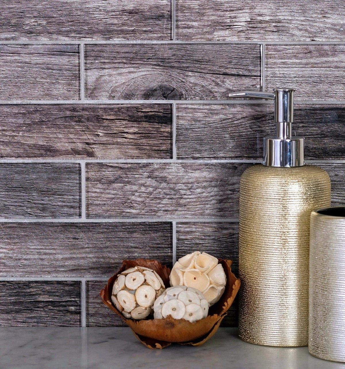 Wooden Glass Subway Mosaic Tile - Image 12