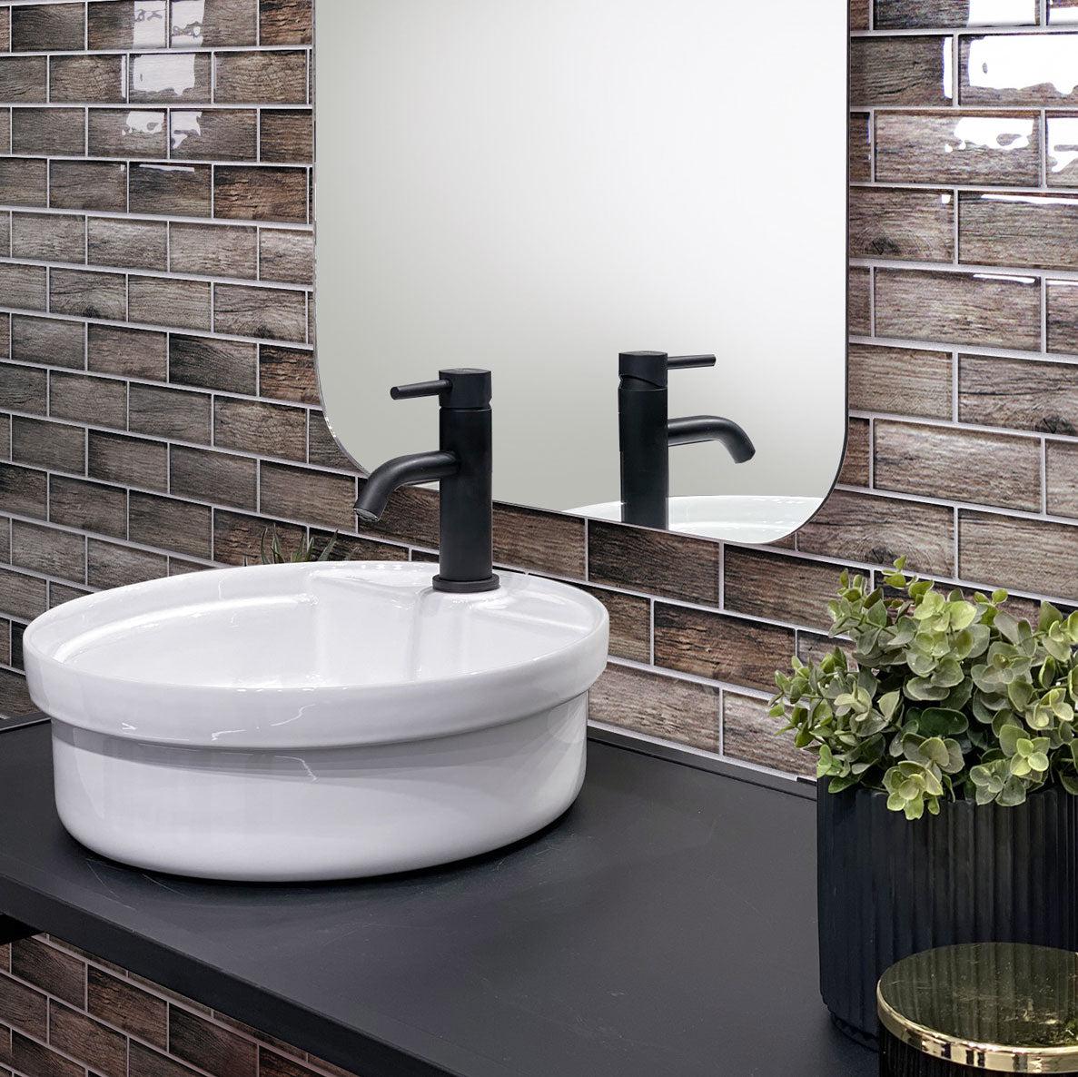 Wooden Glass Subway Mosaic Tile - Image 4